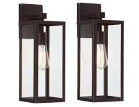 Hukoro&nbsp;Martin 17.5 in. 1-Light Bronze Hardwired Outdoor Wall Lantern Sconce, 2-Pack