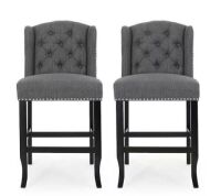 Noble House&nbsp;Foxcroft 40.25 in. Charcoal Wingback Counter Stool, Set of 2 - Light Scratches&nbsp;