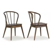 Glamour Home&nbsp;Azure Walnut Rubberwood Dining Chair with Windsor Back,&nbsp;Set of 2