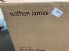 Nathan James Linus 30 in. Modern Upholstered Bar Stool with Back and Solid Rubberwood Legs in a Wire-Brushed Brown Finish - 4