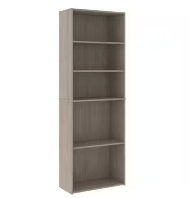 SAUDER Beginnings 71.181 in. Silver Sycamore 5-Shelf Standard Style Bookcase
