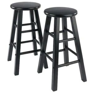WINSOME WOOD Element 24 in. Black Counter Stools, Set of 2