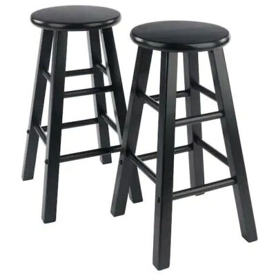 WINSOME WOOD Element 24 in. Black Counter Stools, Set of 2