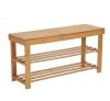 HOUSEHOLD ESSENTIALS Natural with 2 -Shelf Storage Bench Seat