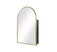 Dovelina&nbsp;24 in. W x 36 in. H Arched Gold Recessed/Surface Mount Medicine Cabinet with Mirror