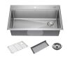 Delta Emery 33 in. Drop-In/Undermount Single Bowl 18 Gauge Stainless Steel Kitchen Workstation Sink with Accessories