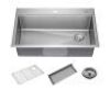 Delta&nbsp;Emery 33 in. Drop-In/Undermount Single Bowl 18 Gauge Stainless Steel Kitchen Workstation Sink with Accessories