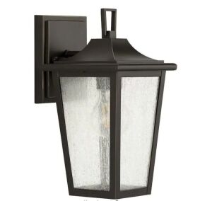 Lot of (2) Progress Lighting Padgett 1-Light Antique Bronze Hardwired Outdoor Wall Lantern with Clear Seeded Glass Shade 