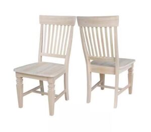 International Concepts Unfinished Wood Mission Dining Chair, Set of 2