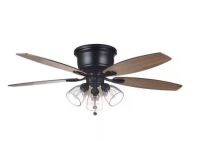 Hampton Bay&nbsp;Stoneridge 52 in. Indoor LED Matte Black Hugger Ceiling Fan with Light Kit, 5 Reversible Blades and Reversible Motor