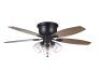 Hampton Bay&nbsp;Stoneridge 52 in. Indoor LED Matte Black Hugger Ceiling Fan with Light Kit, 5 Reversible Blades and Reversible Motor