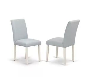 East West Furniture Parson Dining Chairs, Baby Blue Linen Fabric Upholstered, Set of 2 