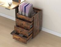 HOMCOM&nbsp;3 Drawer Rustic Brown Wood 16.9 in. W Vertical File Cabinet Printer Stand