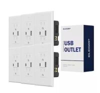 ELEGRP&nbsp;21W USB Wall Outlet with Type A and Type C USB Ports, 15 Amp Tamper Resistant, with Wall Plate, 6 Pack