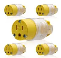 ELEGRP&nbsp;Lighted 15 Amp 125-Volt NEMA 5-15R 2 Pole 3 Wire Grounding Straight Blade Connector, 5-Pack