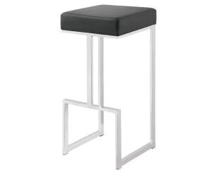Coaster Gervase 31 in. Black and Chrome Backless Metal Bar Stool with Faux Leather Seat