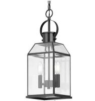 Progress Lighting&nbsp;Canton Heights 2-Light Matte Black Outdoor Pendant Light with Clear Beveled Glass