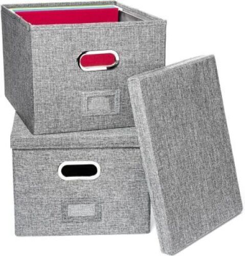 Portable Office Organizer with Lid, Handles, Metal Frame for Letter Size Folders, 2 Pack&nbsp;