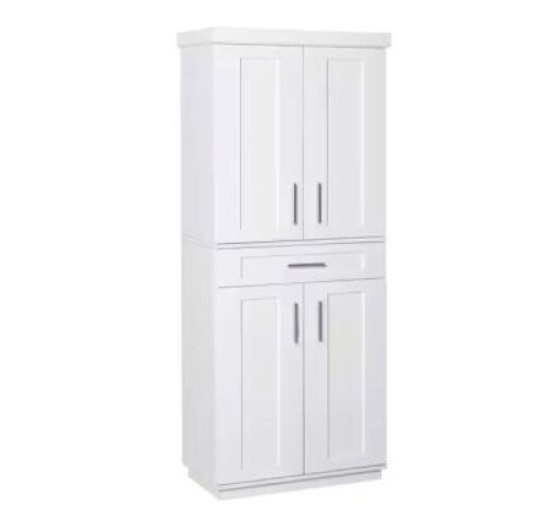 HOMCOM&nbsp;Modern Kitchen Pantry Freestanding Cabinet Cupboard with Doors and Shelves, Adjustable Shelving, White