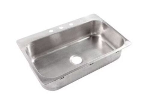SINKOLOGY&nbsp;Angelico 33 in. 3-Hole Drop-In Single Bowl 18 Gauge Brushed Stainless Steel Kitchen Sink