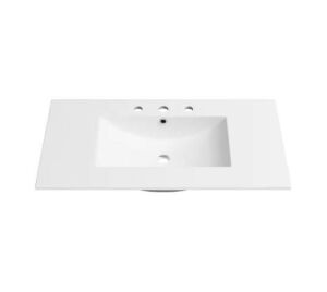 Eridanus Tucson 36 in. W x 18 in. D Vitreous China Single Sink Vanity Top in White with 3-Faucet Holes 8 in. Widespread
