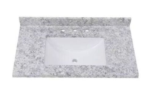 Home Decorators Collection&nbsp;37 in. W x 22 in. D Cultured Marble White Rectangular Single Sink Vanity Top in Everest