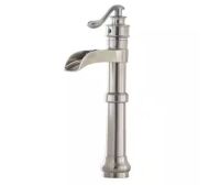 BWE&nbsp;Waterfall Single Hole Single-Handle Vessel Bathroom Faucet With Supply Line in Brushed Nickel