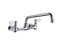 BWE&nbsp;2-Handle Wall Mount Kitchen Faucet With 8 Inch Swivel Spout 8" Center In Polished Chrome