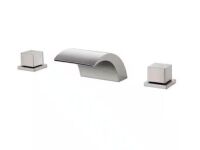 FLG&nbsp;2-Handle Deck Mount Roman Tub Faucet 3 Hole Brass Waterfall Bath Tub Filler in Brushed Nickel