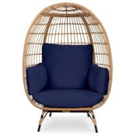 Wicker Egg Chair Oversized Indoor Outdoor Patio Lounger - Light Damage on One Piece