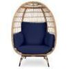Wicker Egg Chair Oversized Indoor Outdoor Patio Lounger - Light Damage on One Piece