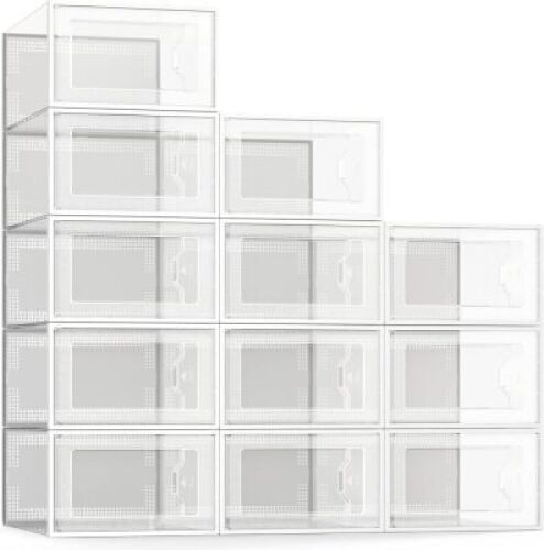 Clear Plastic Stackable Shoe Box, 12 Pack&nbsp;