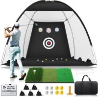 10x7ft Golf Practice Net with Foldable Tri-Turf Golf Mat