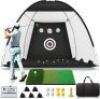 10x7ft Golf Practice Net with Foldable Tri-Turf Golf Mat