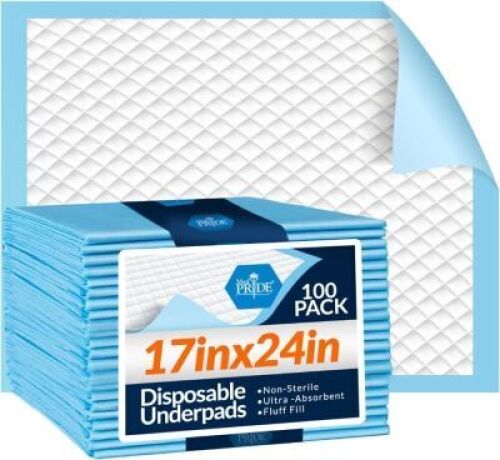 Medpride Disposable&nbsp;Incontinence Pads 17" x 24", 100ct