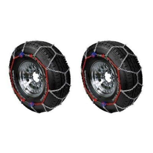 Auto-Trac Series 2300 Pickup Truck/SUV Traction Snow Tire Chains with Diamond Cross Pattern for Grip and Smoothness, 2 Pack
