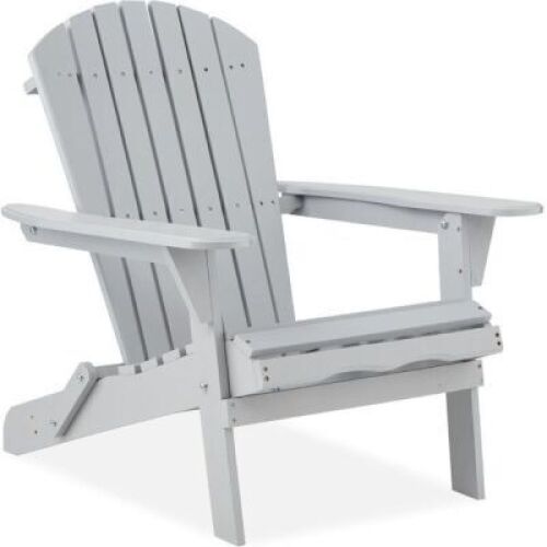 Folding Wooden Adirondack Chair, Outdoor Furniture w/ 350lb Capacity