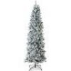 7.5' Snow Flocked Artificial Pencil Christmas Tree w/ Stand