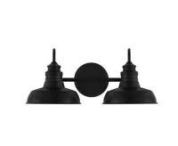 Hampton Bay&nbsp;Elmcroft 18.25 in. 2-Light Matte Black Farmhouse Vanity Light with Metal Shades