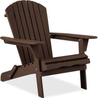 Folding Wooden Adirondack Chair, Outdoor Furniture w/ 350lb Capacity