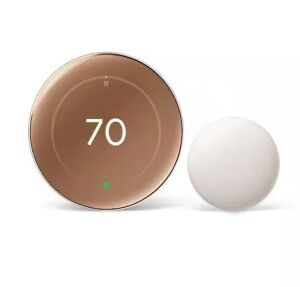 Google Nest Learning Thermostat with Nest Temperature Sensor, Polished Gold