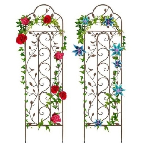 Set of Two Iron Arched Garden Trellis. Appears New