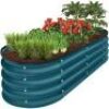 Lot of (2) Outdoor Raised Metal Oval Garden Bed, Planter Box - 4x2x1ft