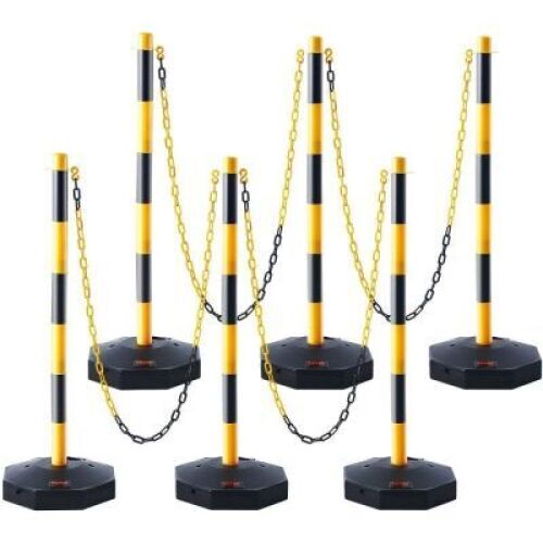 Adjustable Traffic Delineator Post Cones w/ Chains, 6 Pack