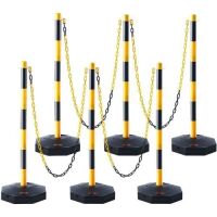 Adjustable Traffic Delineator Post Cones w/ Chains, 6 Pack