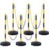 Adjustable Traffic Delineator Post Cones w/ Chains, 6 Pack