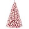 6ft Pre-Lit Red Artificial Flocked Full Fir Tree