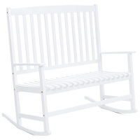 2-Person Classic Wooden Rocking Chair Bench w/ Contoured Seat&nbsp;