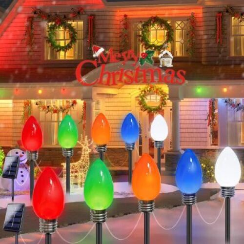 10-Pack Jumbo C9 Solar Christmas Lights