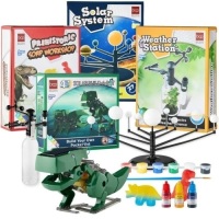  Kids 4-in-1 Science Project Kit, STEM & STEAM Robot, Solar System, Soap, Weather Lab Experiments